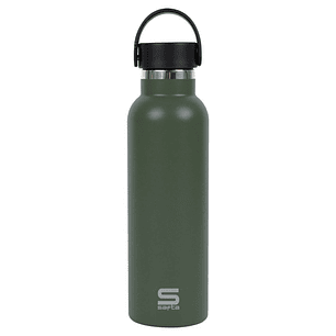 Safta Botella Termo de 600ml - Acero Inoxidable - Base de Silicona Antideslizante - Asa Superior - Color Verde
