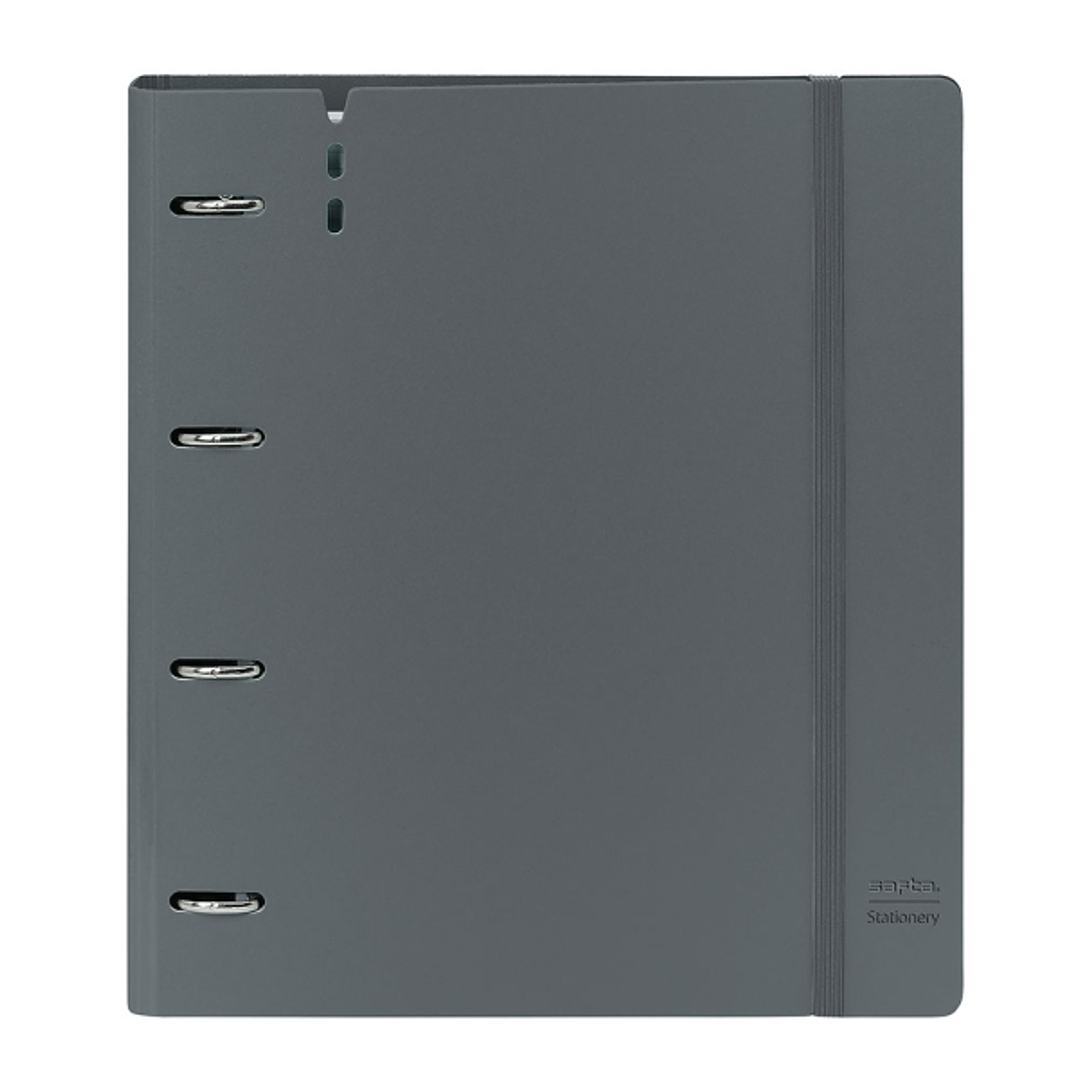 Safta Carpeta con 4 Anillas 35mm - Tapas de PP Foam - Recambio 100 Hojas - Cierre Elastico - Ranura para Boligrafo - Solapa Interior - 270x40x320mm -  1