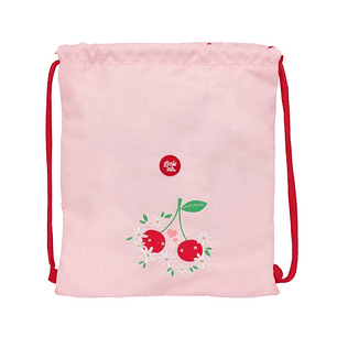 Safta Glowlab Frutitas Saco Plano - Bolsillo Interior con Cremallera - Cierre con Cordones - 5L - 350x10x400mm - Color Rosa