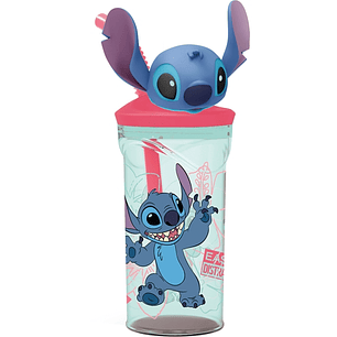 Safta Stitch Sweet Vaso con Figura 3D de 360ml - Tapa con Rosca - Cierre Hermetico - Pajita Interior - Multicolor