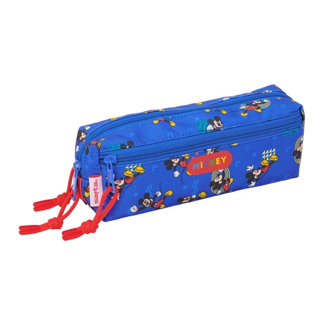 Safta Mickey Mouse Today Portatodo - 3 Compartimentos con Cremalleras - Goma Elastica - 0.98L - 220x60x85mm - Color Azul 1