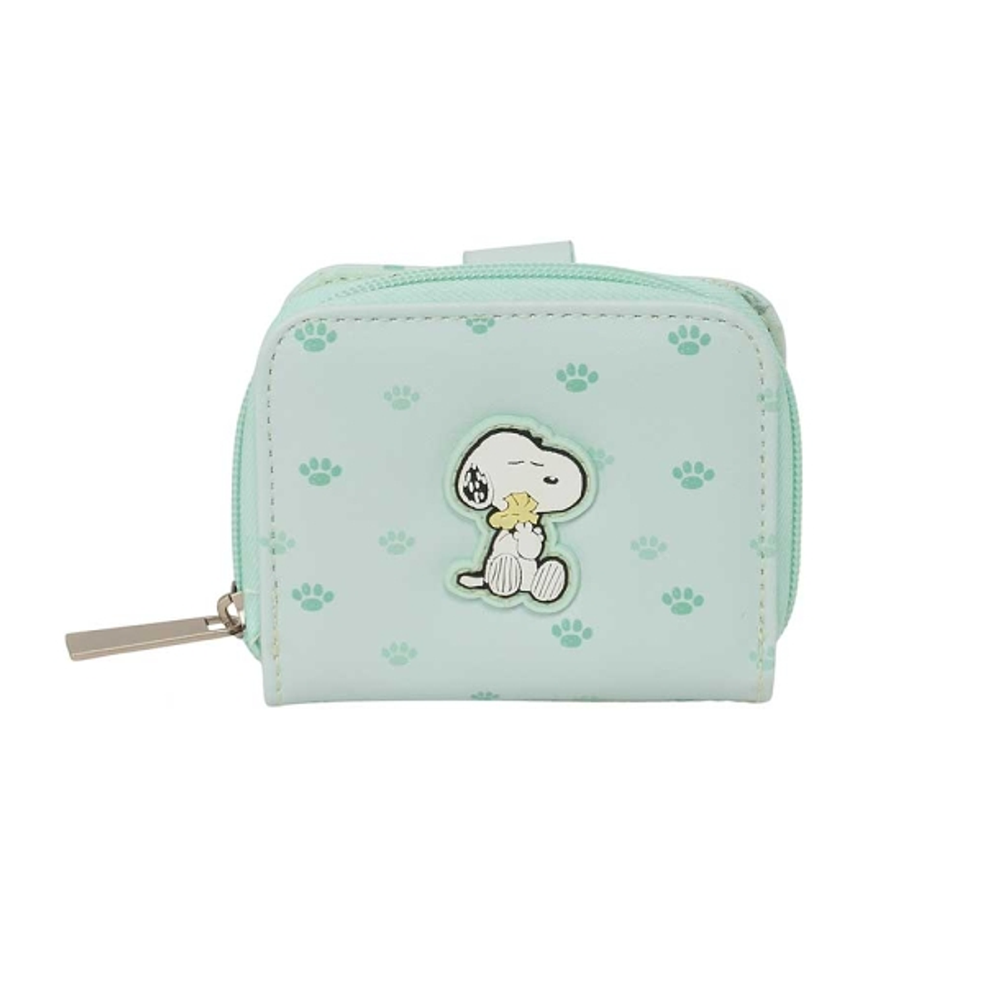 Safta Snoopy Monedero con Billetera - Compartimento con Iman - Cierre con Cremallera - 0.10L - 110x20x95mm - Color Menta 1