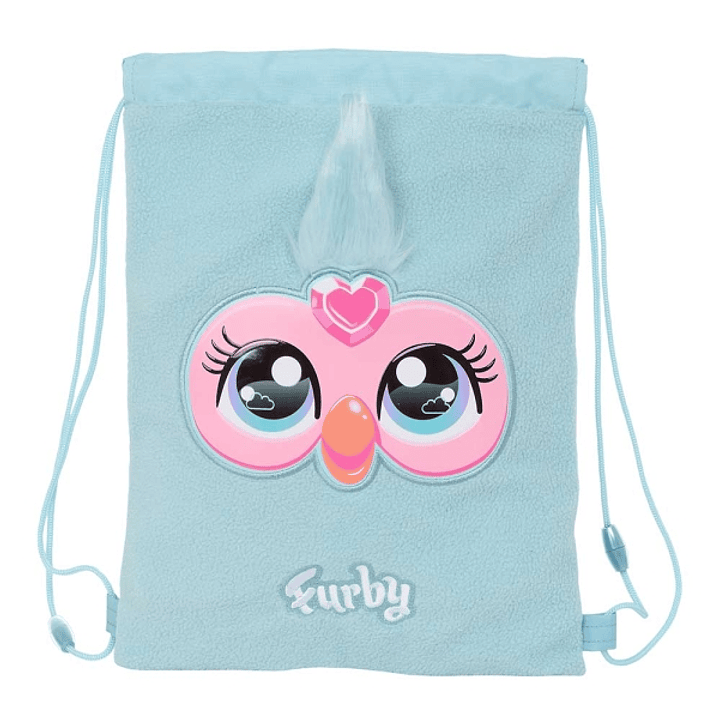 Safta Furby Saco Plano - Bolsillo Interior con Cremallera - Cierre con Cordones - 3L - 260x10x340mm - Color Azul Claro 1