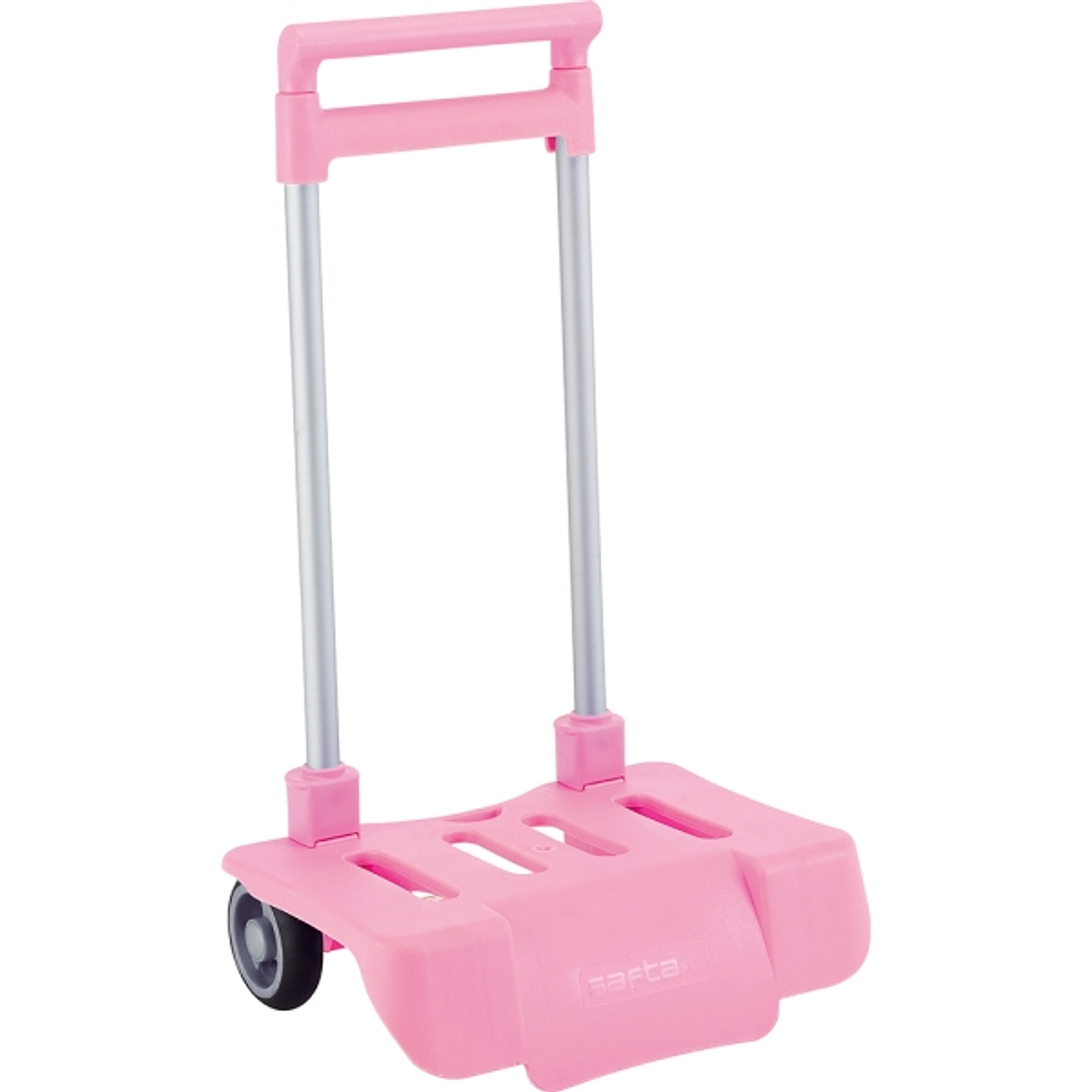 Safta Carro Portamochilas - Sistema Antiplegado y Antivuelco - Ruedas Antivibracion y Silenciosas - Sujecion Universal - 32x16x44cm - Color Rosa 1