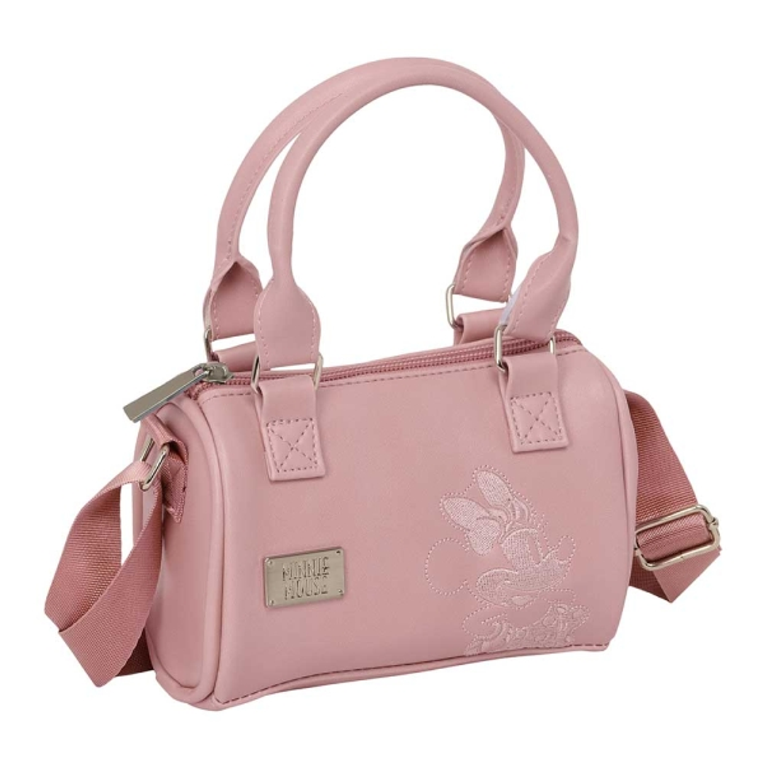 Safta Minnie Mouse Bolso - Cremallera - Interior Forrado - Asas y Bandolera Ajustables - 1.20L - 160x75x100mm - Color Rosa Pastel 1