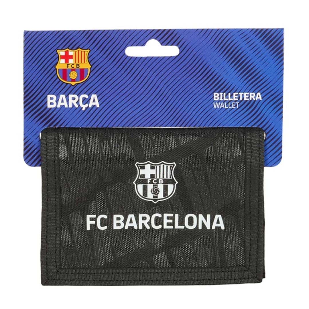 Safta F.C.Barcelona Billetera - Cabecera para Colgar - Cierre con Velcro - Compartimentos Internos - Bolsillo con Cremallera - 125x10x95mm - Color Neg 1