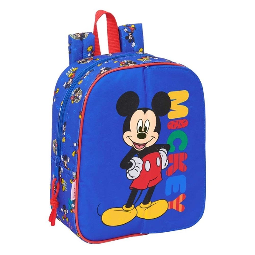 Safta Mickey Mouse Today Mochila Guarderia - Solapa Imantada - Adapatable a Carro - Cremallera - Tarjeta ID - Asa de Mano - 6L - 220x100x270mm - Color 1