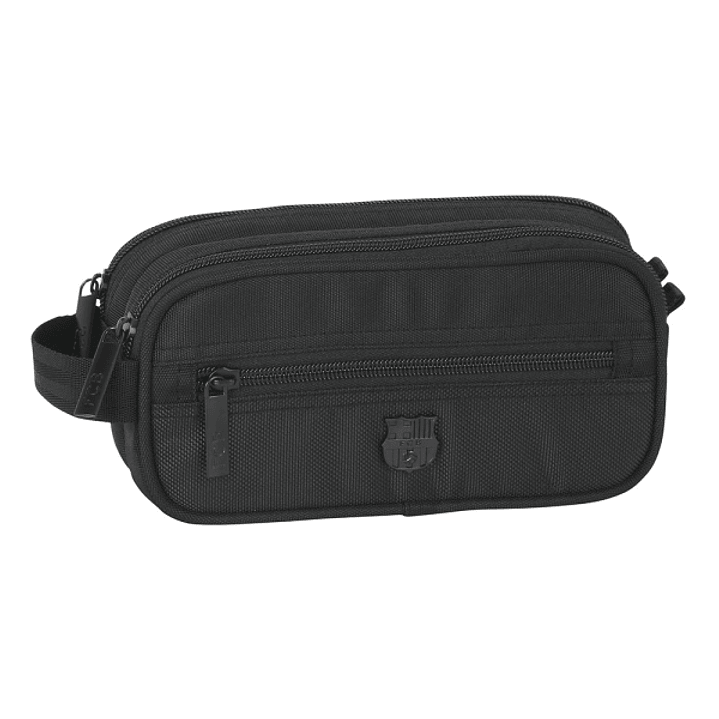 Safta F.C.Barcelona Premium Neceser Compacto de 2L - 2 Compartimentos con Cremallera - Asa Lateral - Bolsillo Frontal - 210x100x80mm - Color Negro 1