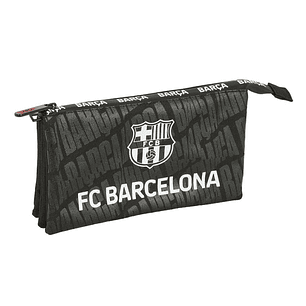 Safta F.C.Barcelona Portatodo - 3 Compartimentos con Cremalleras - Bolsillo Interior - 0.6L - 220x30x120mm - Color Negro
