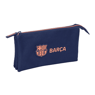 Safta F.C.Barcelona 2ª Equipacion Portatodo - 3 Compartimentos con Cremalleras - Bolsillo Interior - 0.6L - 220x30x120mm - Color Azul Marino