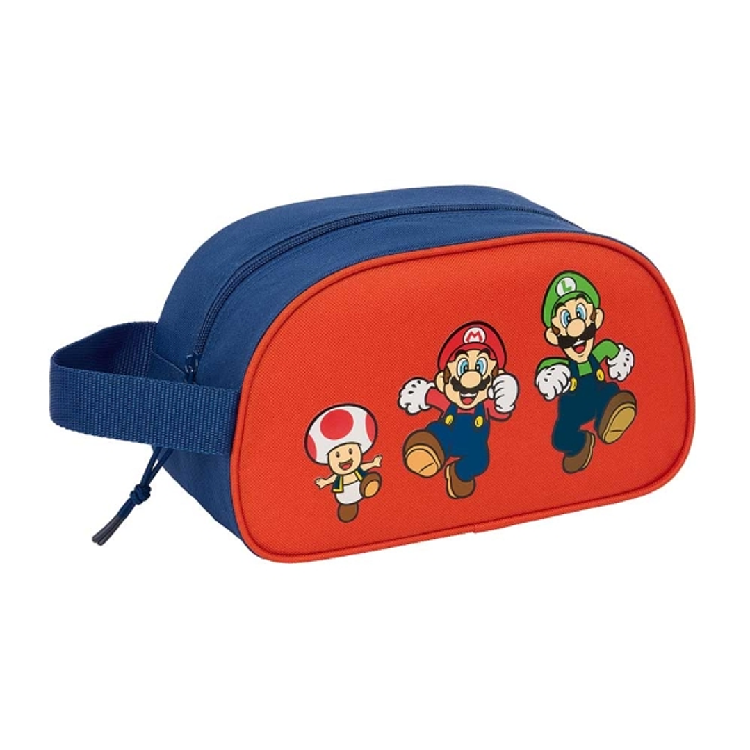 Safta Super Mario Mamma Mia Neceser de 5L - Cremallera - Asa Lateral - Adapatable a Carro - 260x120x150mm - Color Rojo y Azul 1