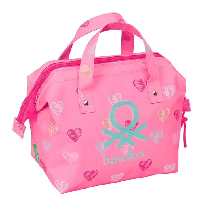 Safta Benetton Heart Neceser de 5.8L - Cremallera - Asa Lateral - Interior Forrado - 265x125x175mm - Color Rosa 1