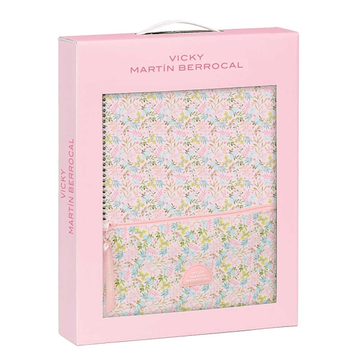 Safta VMB Set de Libreta A4 y Portalapices para Regalo - Presentado con Ventana Transparente - Asa de PVC - 280x60x350mm - Color Rosa 1