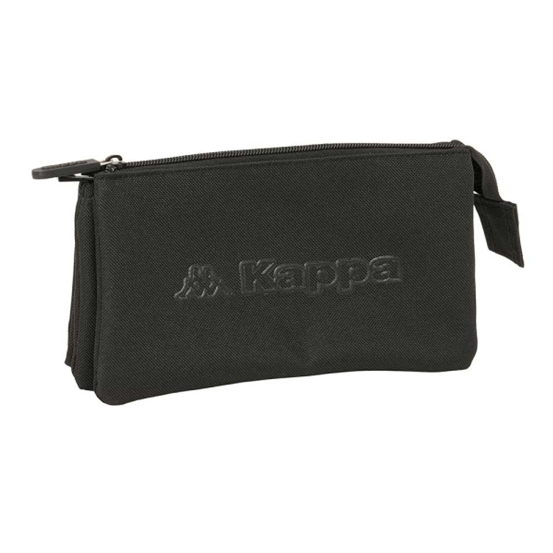 Safta Kappa Basics Portatodo - 3 Compartimentos con Cremalleras - Bolsillo Interior - 0.6L - 220x30x120mm - Color Negro 1