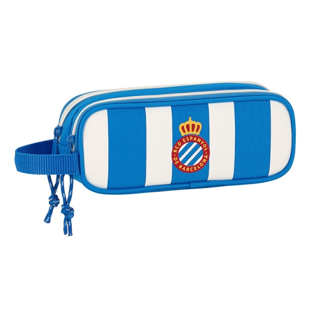 Safta RCD Espanyol Portatodo - 2 Compartimentos con Cremalleras - Asa Lateral - 1L - 210x60x80mm - Color Azul y Blanco 1