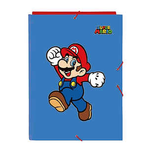 Safta Super Mario World Carpeta con 3 Solapas - Tapas Duras Forradas - Formato Folio - Cierre con Gomas - Resistente y Duradera - 260x25x335mm - Color