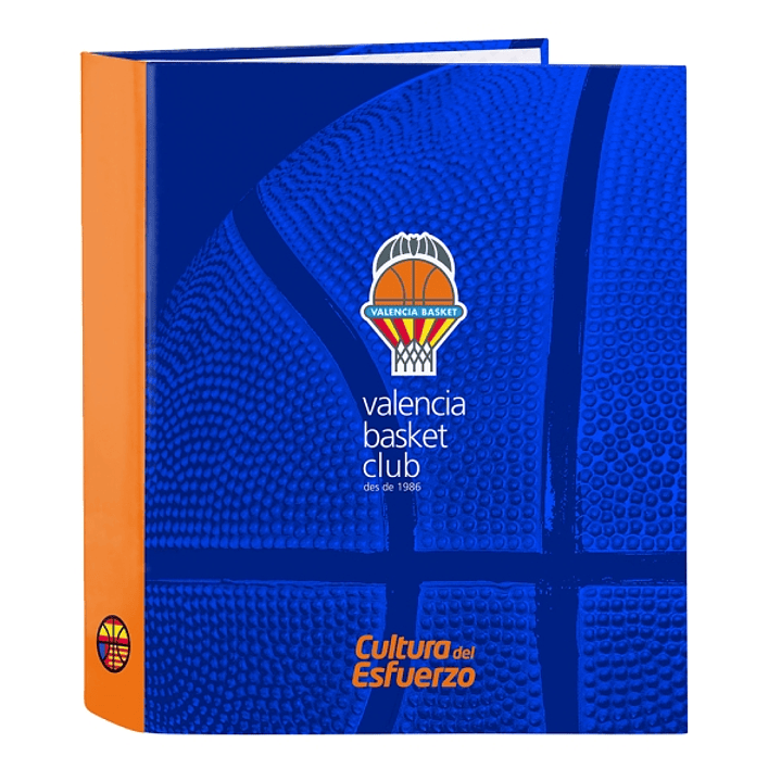 Safta Valencia Basket Carpeta con 4 Anillas 40mm - Tapas Duras Forradas - Formato Folio - 270x60x330mm - Color Azul Oscuro 1