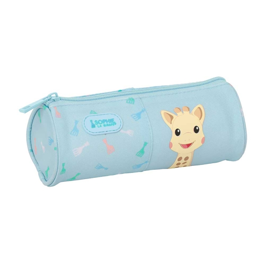 Safta Sophie la Girafe Dreams Portatodo - Tirador Facil de Abrir - Material Reciclado - Resistente al Agua - 1L - 200x70x70mm - Color Azul Claro 1