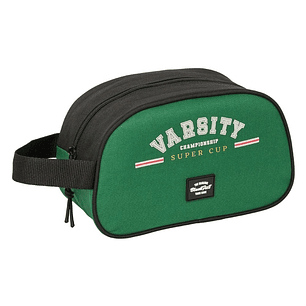 Safta Blackfit8 Varsity Neceser de 5L - Cremallera - Asa Lateral - Adapatable a Carro - 260x120x150mm - Color Negro y Verde