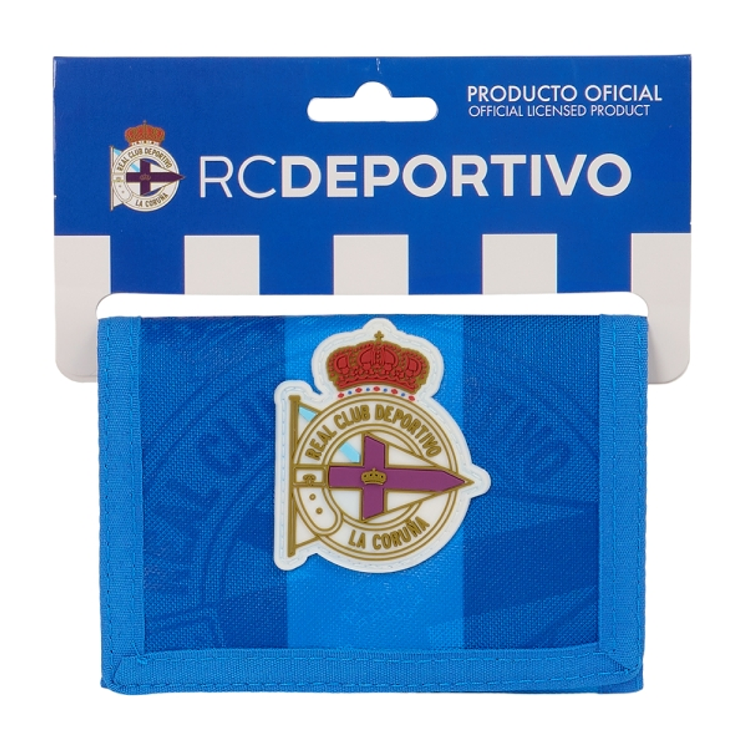 Safta Real Deportivo de la Coruña Billetera - Cierre con Velcro - Compartimentos Internos - Bolsillo para Monedas - Cabecera para Colgar - 125x10x95mm 1