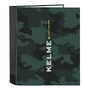 Safta Kelme Camo Carpeta con 4 Anillas 40mm - Tapas Duras Forradas - Formato Folio - 270x60x330mm - Color Verde Camuflaje