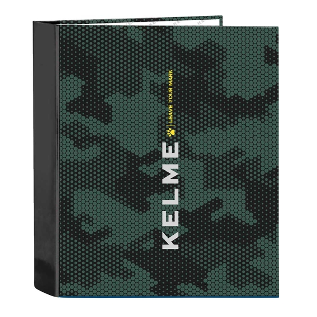 Safta Kelme Camo Carpeta con 4 Anillas 40mm - Tapas Duras Forradas - Formato Folio - 270x60x330mm - Color Verde Camuflaje 1