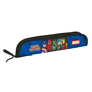 Safta Avengers Portaflautas - Interior Acolchado - Alojamiento para Varilla - Asa Lateral - Borde Reforzado - 0.6L - 370x20x80mm - Color Azul Oscuro