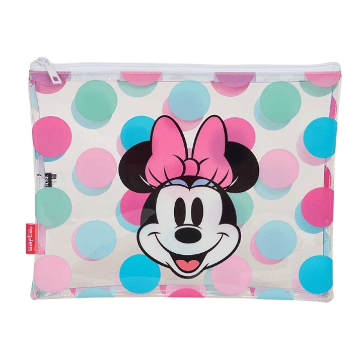 Safta Minnie Mouse Beach Bolsa de Verano - Cremallera - 2L - Ligera y Duradera - Perfecta para Playa - 300x230mm - Color Transparente 1