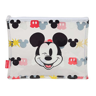 Safta Mickey Mouse Beach Bolsa de Verano - Cremallera - 2L - Ligera y Facil de Llevar - Ideal para Playa y Piscina - 300x230mm - Color Blanco