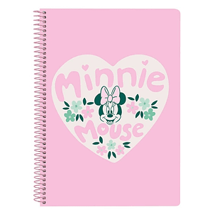 Safta Minnie Mouse Minty Libreta con Espiral - Formato Cuarto - 80 Hojas de Papel 80g/m2 - Cuadriculas 4x4mm - Tapas Duras Glasofonadas - Margen Later