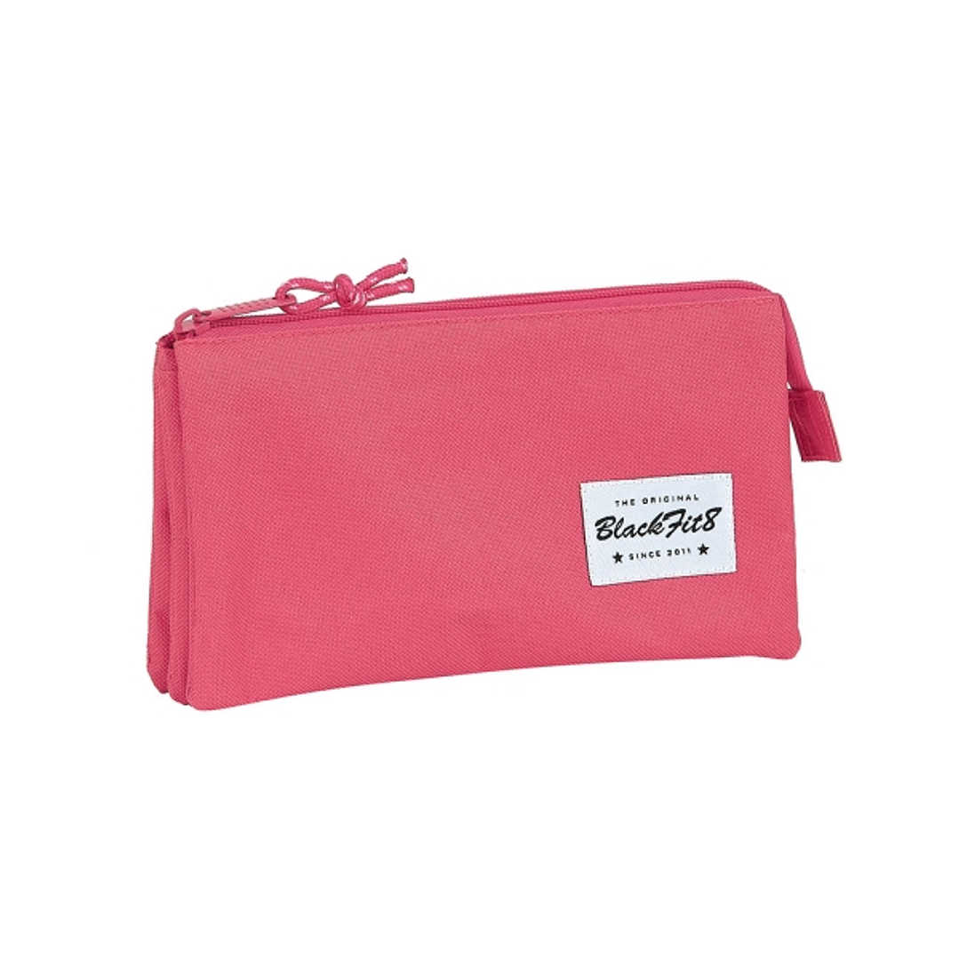 Safta Blackfit8 Fresa Portatodo - 3 Compartimentos con Cremalleras - Bolsillo Interior - 0.6L - 220x30x120mm - Color Rosa 1