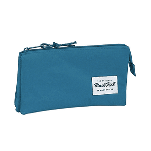 Safta Blackfit8 Egeo Portatodo - 3 Compartimentos con Cremalleras - Bolsillo Interior - 0.6L - 220x30x120mm - Color Azul