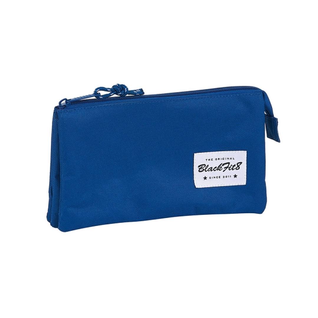 Safta Blackfit8 Oxford Portatodo - 3 Compartimentos con Cremalleras - Bolsillo Interior - 0.6L - 220x30x120mm - Color Azul Oscuro 1
