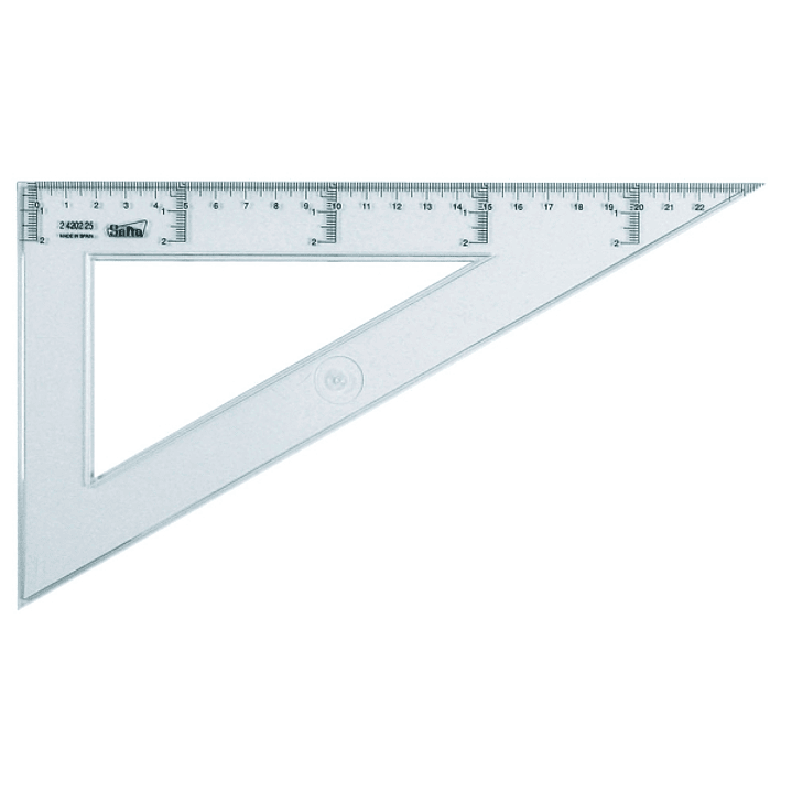 Safta Cristal Cartabon de 25cm - Plastico Transparente - Graduacion Impresa - Biselado - Color Transparente 1