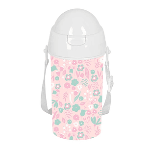 Safta Mariposa Botella de 500ml - PVC sin BPA - Pajita Interior - 73x73x195mm - Color Rosa Pastel