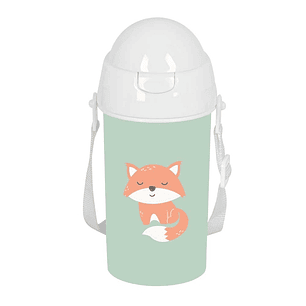 Safta Zorrito Botella de 500ml - PVC sin BPA - Pajita Interior - 73x73x195mm - Color Verde