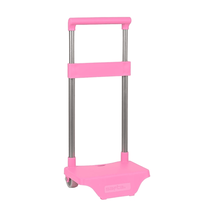 Safta Carro Portamochilas - Sujecion Universal - Material Resistente - Ruedas de PVC - Modelo Patentado - 26x10x34cm - Color Rosa 1
