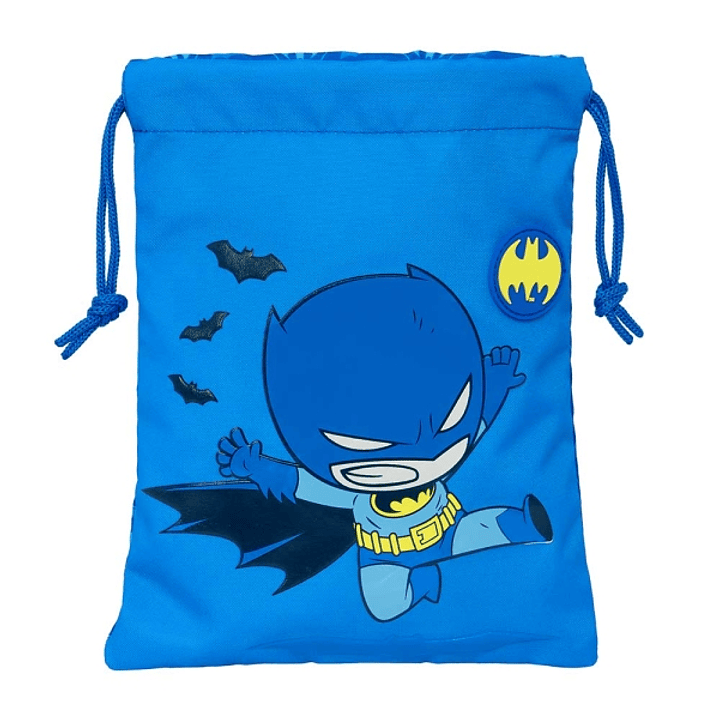 Safta Batman Preescolar Saco Plano - Cierre con Cordon - 1L - Material Resistente - Compacto y Portatil - Divertido y Llamativo - 200x250mm - Color Az 1