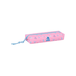 Safta Stitch Bright Portatodo - Cremallera - Goma Elastica - 0.53L - Acabado Brillante - 220x70x40mm - Color Rosa