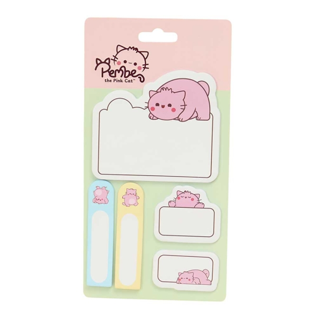 Safta Pembe The Pink Cat Notas Adhesivas Surtidas - 5 Formatos Diferentes - Blister para Almacenamiento - Multicolor 1