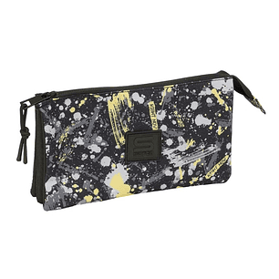 Safta Graffiti Splash Portatodo - 3 Compartimentos con Cremalleras - Bolsillo Interior - 0.60L - 220x30x120mm - Multicolor