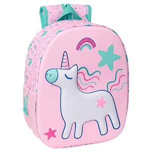 Safta Unicornio Mochila 3D - Portabotellas - Hombreras Acolchadas - Asa Superior - Duradero - Practico - Color Rosa
