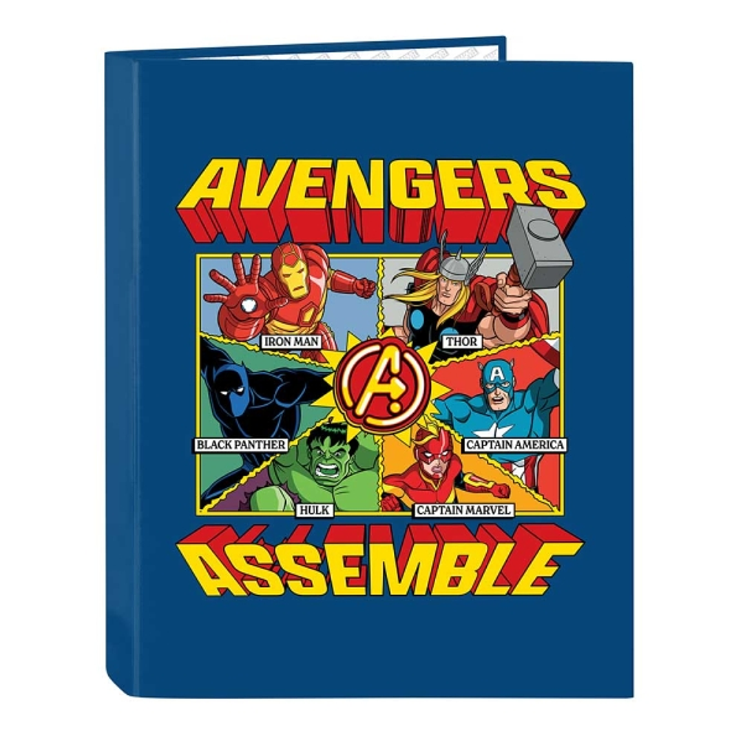Safta Avengers Carpeta con 4 Anillas 25mm - Tapas Duras Forradas - Formato Folio - 265x40x330mm - Color Azul Oscuro 1