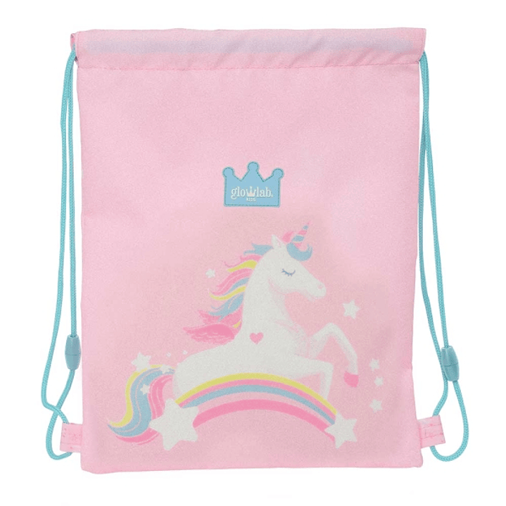 Safta Glowlab Kids Saco Plano - Bolsillo Interior con Cremallera - Cierre con Cordones - 3L - Uso Diario y Escolar - 260x10x340mm - Color Rosa 1