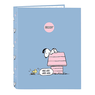 Safta Snoopy Carpeta con 4 Anillas 25mm - Tapas Duras Forradas - Formato Folio - Resistente y Protectora - 265x40x330mm - Color Azul