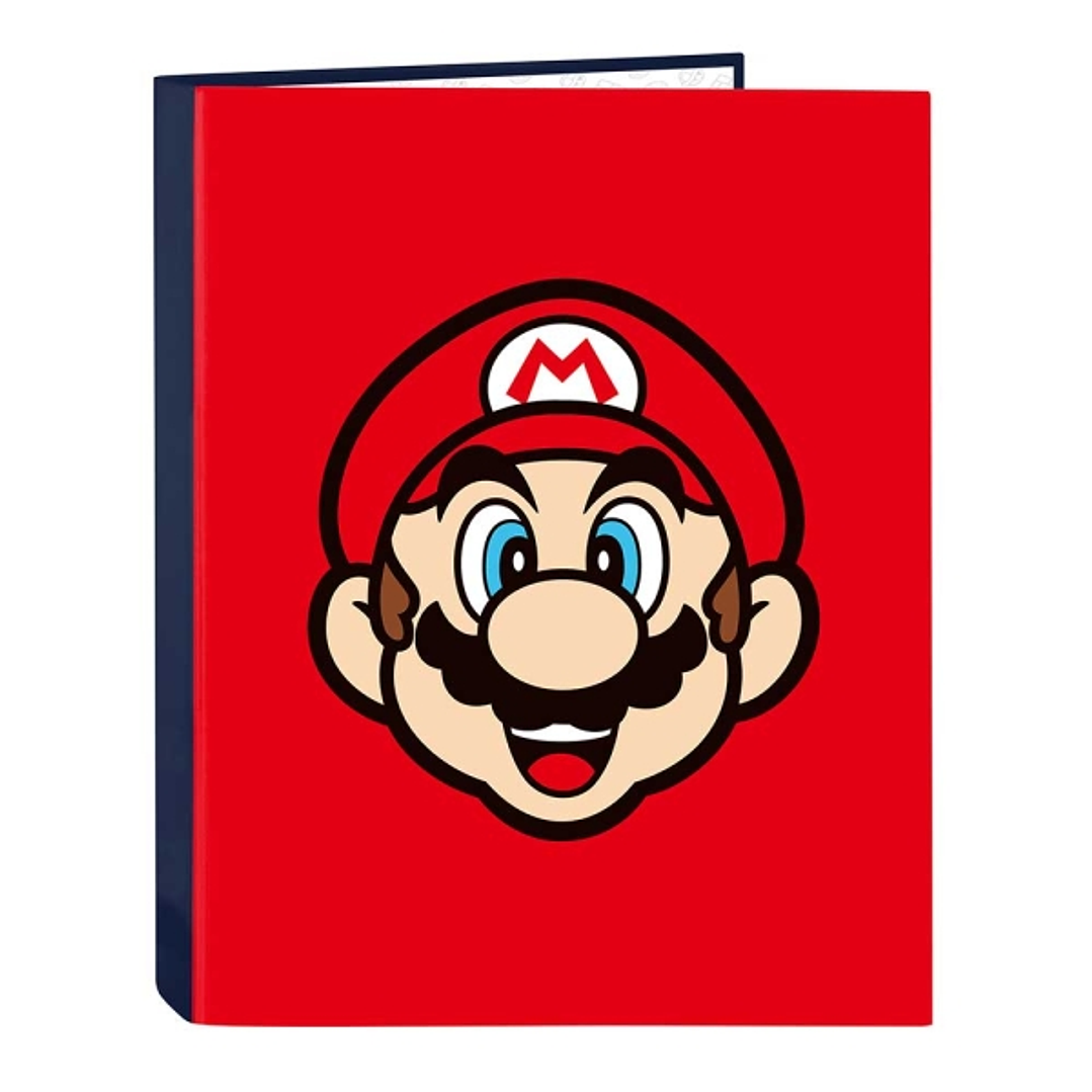 Safta Super Mario Mamma Mia Carpeta con 4 Anillas 25mm - Tapas Duras Forradas - Formato Folio - 265x40x330mm - Color Rojo 1