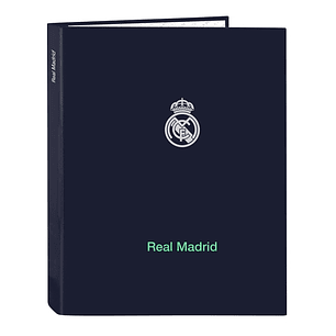 Safta Real Madrid 2ª Equipacion 25/26 Carpeta con 4 Anillas 25mm - Tapas Duras Forradas - Formato Folio - Elegante - Resistente y Duradera - 265x40x33