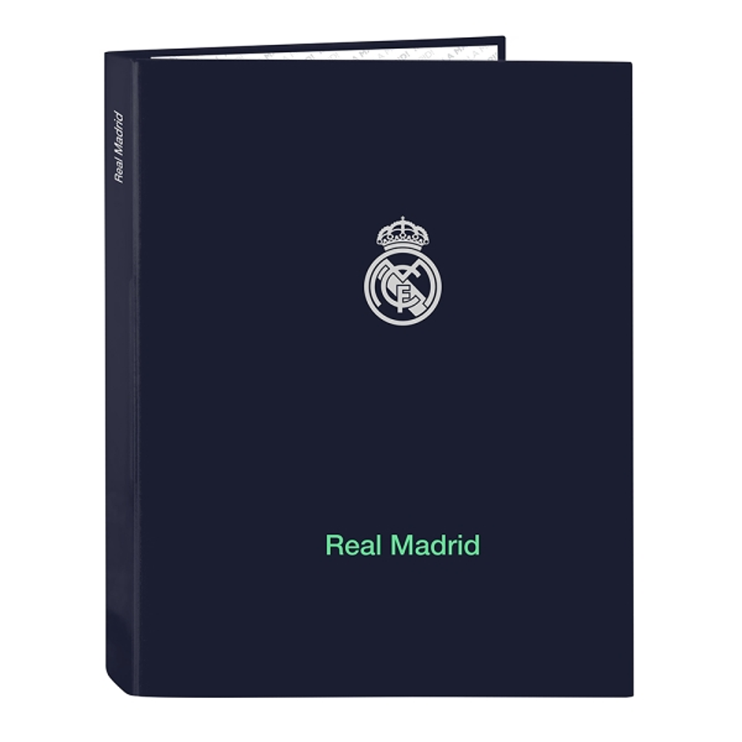 Safta Real Madrid 2ª Equipacion 25/26 Carpeta con 4 Anillas 25mm - Tapas Duras Forradas - Formato Folio - Elegante - Resistente y Duradera - 265x40x33 1