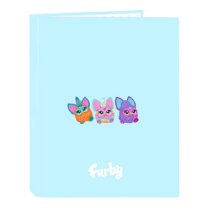 Safta Furby Carpeta con 4 Anillas 25mm - Tapas Duras Forradas - Formato Folio - Resistente - 265x40x330mm - Color Azul Claro