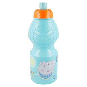 Safta Peppa Pig Botella de 400ml - Tapon Antigoteo - Banda Antideslizamiento - Color Azul